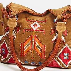 Free people tribal inspired suede leather bag